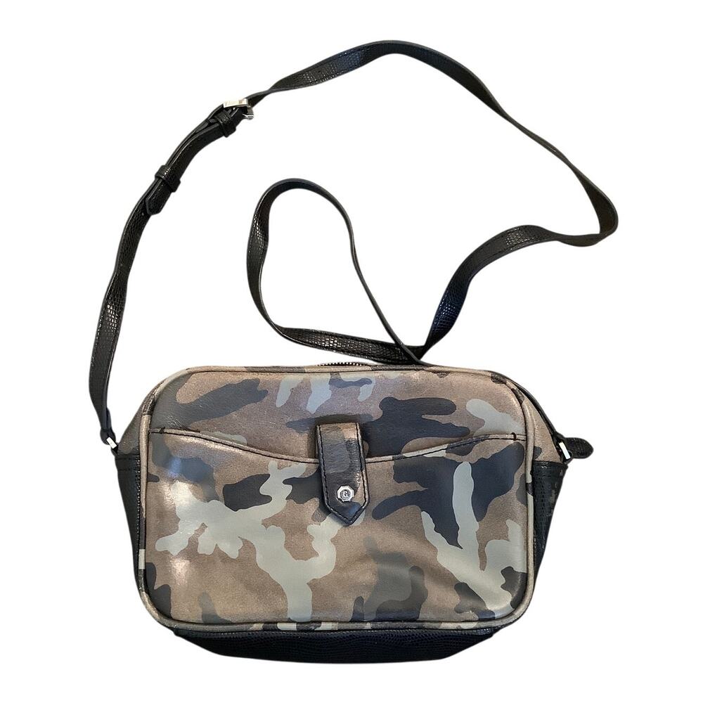 G.I.L.I. Women's Brown Camouflage Leather Crossbody Bag Purse Streetwear I2-13